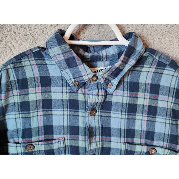 Duluth Trading Co Relaxed Fit Plaid Button Down Long Sleeve Flannel Shirt Size L - Picture 2 of 14
